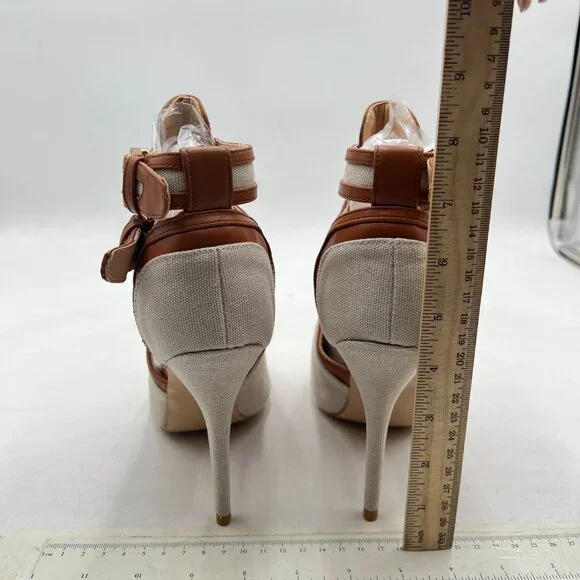 XYD Gainsboro-brown Peep Toe Sandal Ankle Booties Dual Buckled Straps Stiletto H - Picture 5 of 8